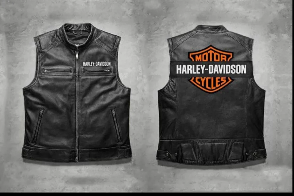 Harley Davidson Men s Motorcycle Embroidered Patch Leather Vest