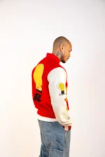 Hot Air Balloon Embroidered Varsity Jacket - red