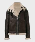 Charcoal Grey Shearling Hooded Jacket