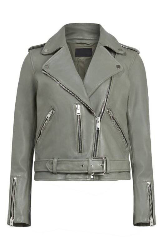 Grey Leather Motorcycle Jacket