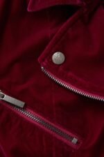 Pink Cropped Velour Moto Jacket