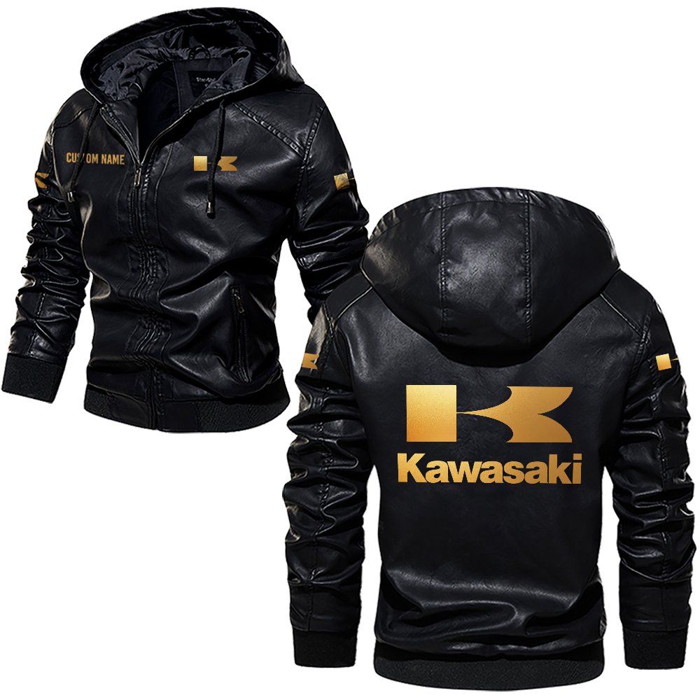 Kawasaki Leather Hooded Jacket