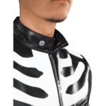Leather Jacket with Skeleton Motif