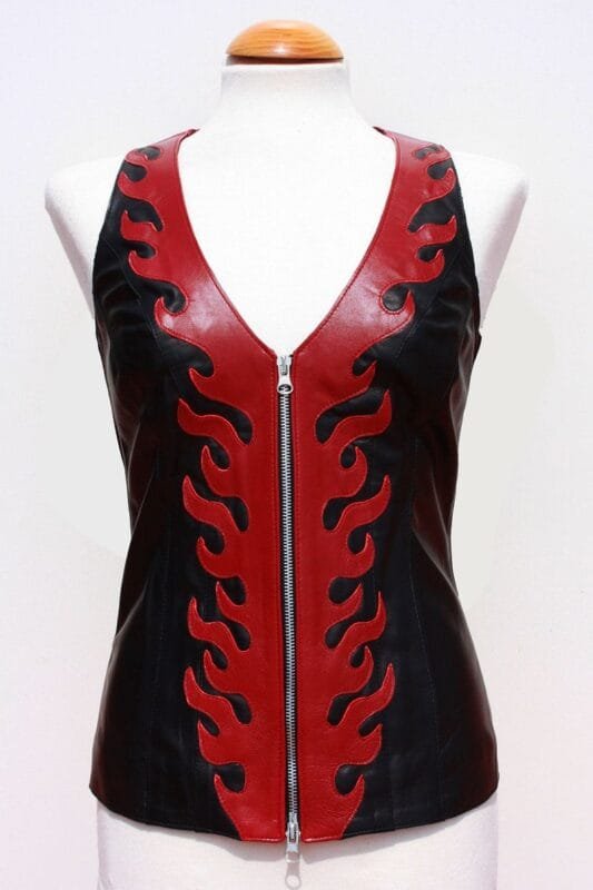 Flames Leather Top Vest