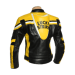 Yellow and Black Leather Biker Jacket