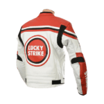 White Red Lucky Strike Biker Jacket