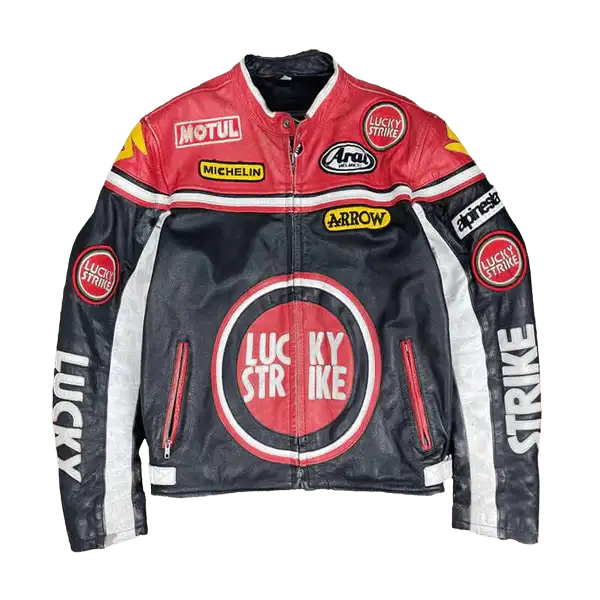 Lucky Strike Red And White Jacket - Premium Leather | Shop
