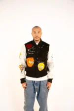 Men's Black Hot Air Balloon Varsity Jacket