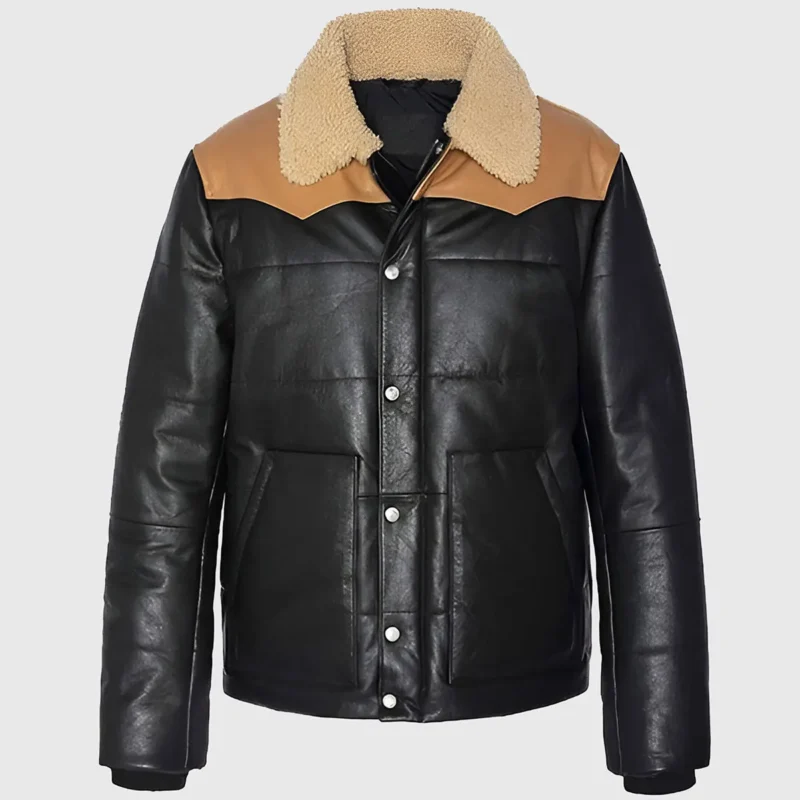 Black Bomber Shearling Leather Jacket