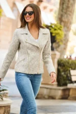 Women’s Boucle Jacket with Gold Zips