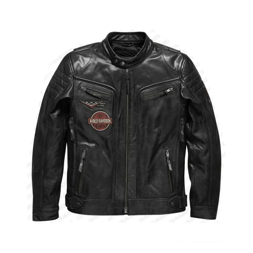 Natural Leather Harley Davidson Eagle Jacket