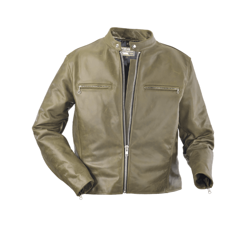 Olive Green Retro Biker Leather Jacket