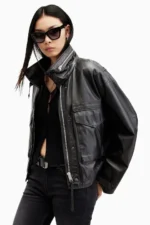 Oversized Leather Jacket in Black