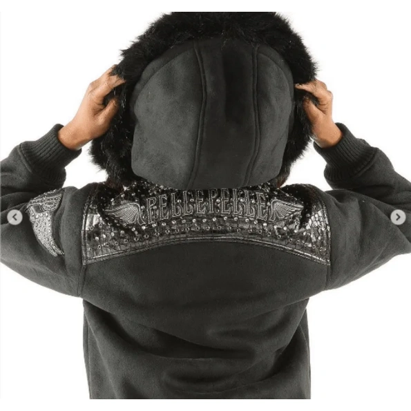 Fur collar hoodie jacket