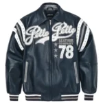 Pelle Pelle Encrusted Varsity Plush Navy Jacket