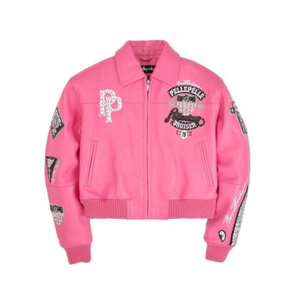 Pelle Pelle Pink Crop Leather Jacket