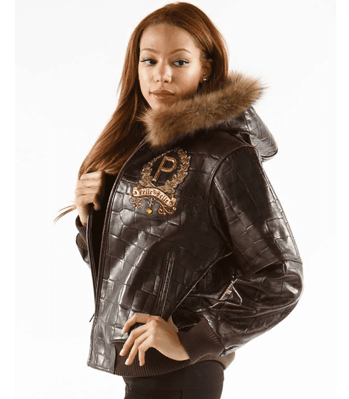 Pelle Pelle Brown Crocodile Skin Leather Jacket