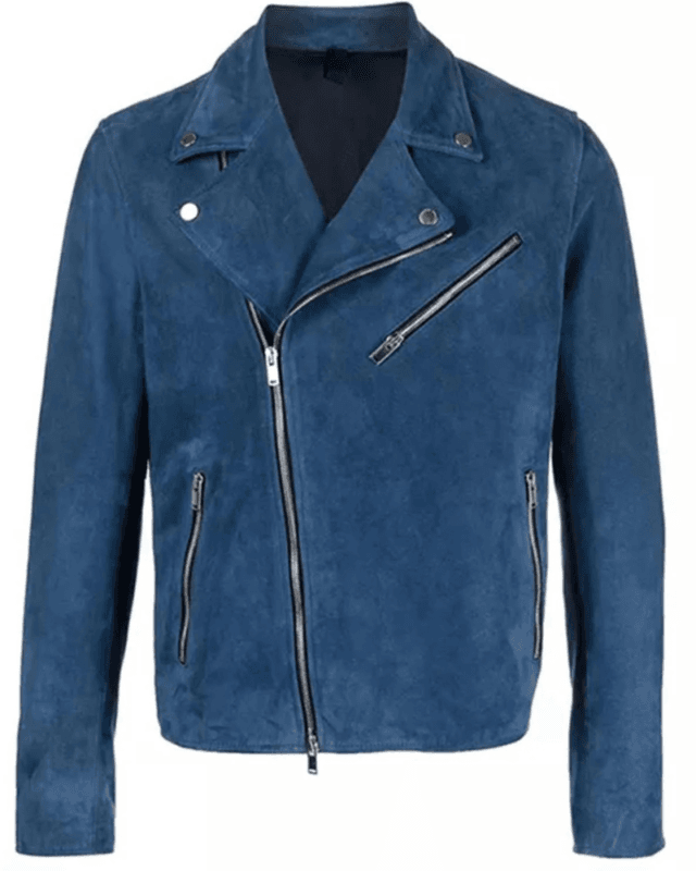 Blue Suede Biker Jacket