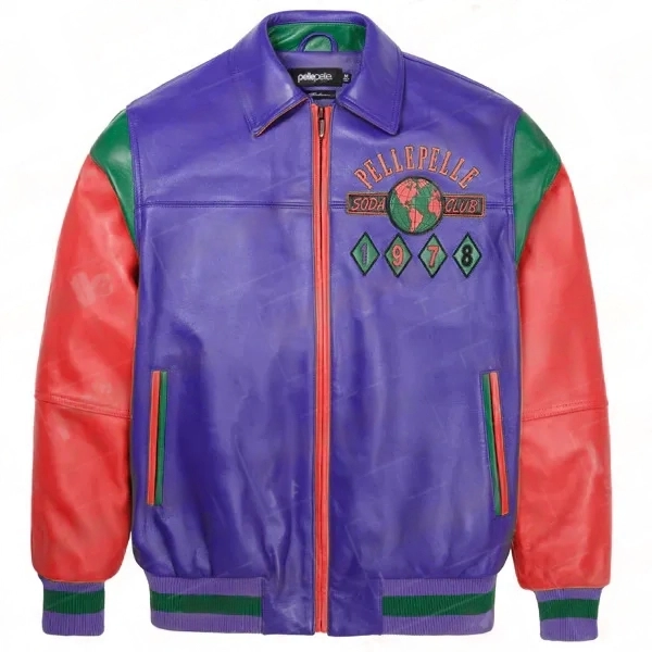 Red Purple Soda Club Leather Jacket by Pelle Pelle