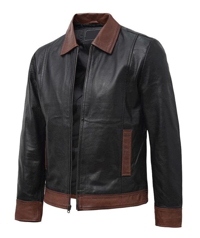 Brown Collar Leather Jacket