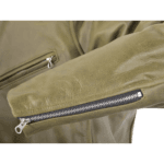 Retro Biker Jacket in Olive Green Leather