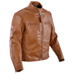Retro Biker Jacket in Rust Leather