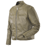 Retro Olive Green Leather Motorcycle Jacket