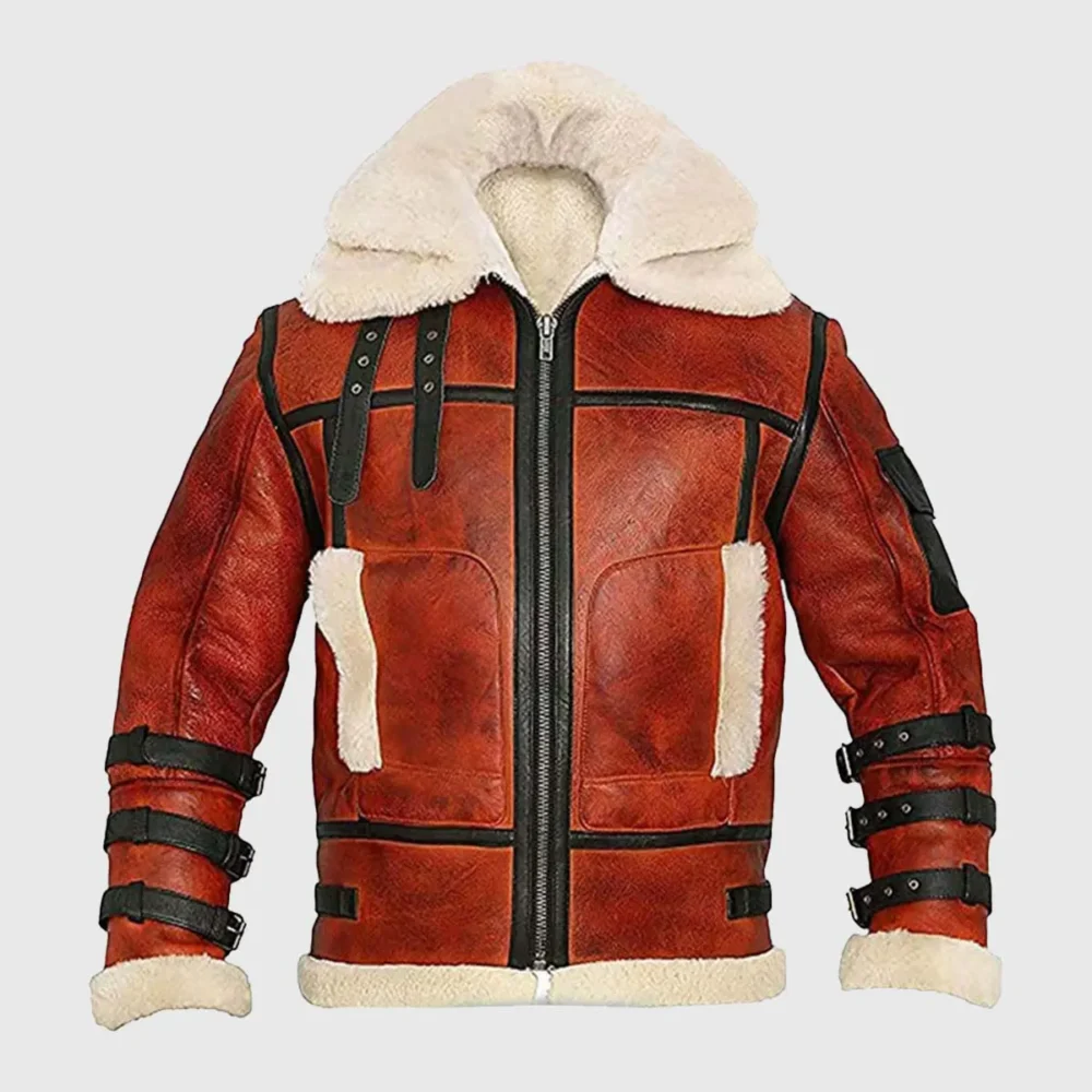 B-3 Shearling Red Leather Aviator Jacket