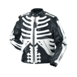 Skeleton Graphic Leather Motorcycle Jacket
