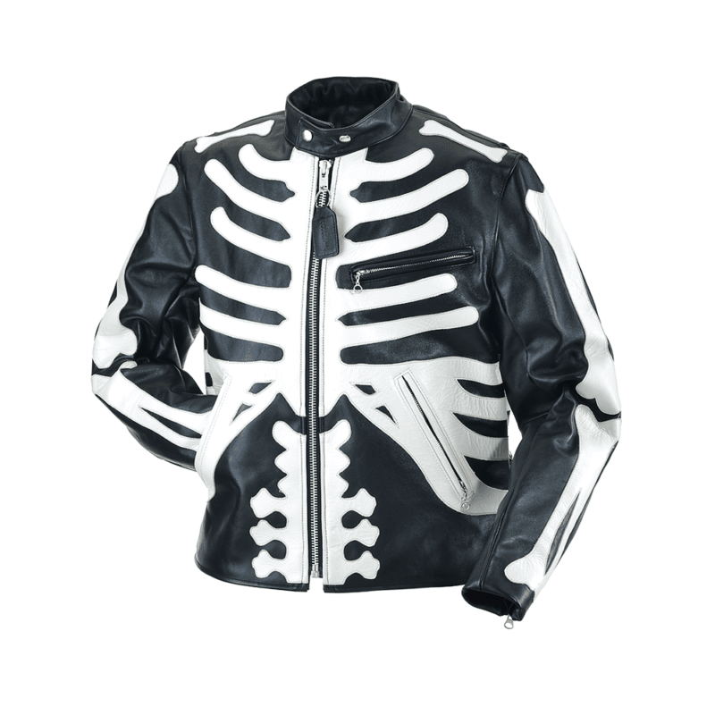 Skeleton Graphic Leather Motorcycle Jacket