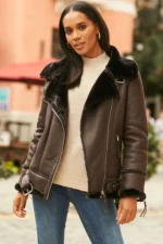 Faux Shearling Biker Jacket
