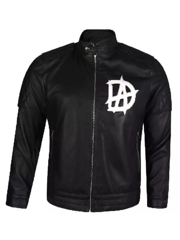 DA Logo Black Leather Jacket
