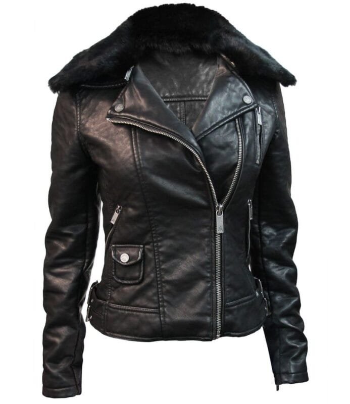 Womens Textured Leather Jacket