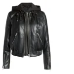 Leather Hooded Moto Jacket