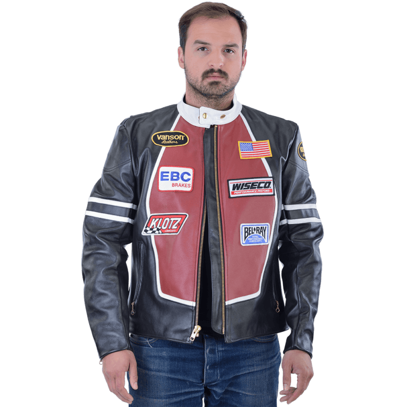 Vanson Cafe Racer Jacket with Patch Details