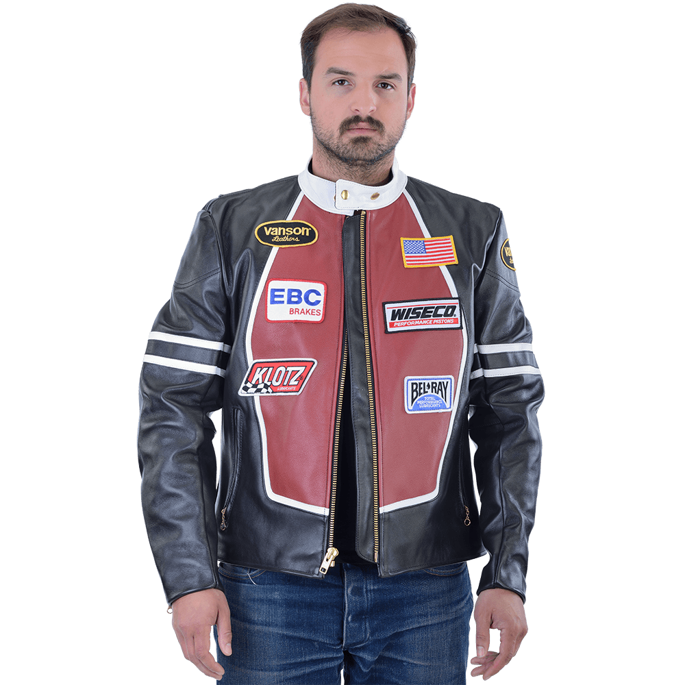 Vanson Cafe Racer Jacket with Patch Details