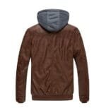 Removable Hood Mens Faux Leather Jacket by Wantdo
