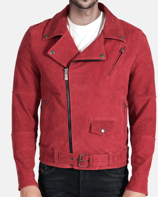 Bright Red Suede Leather Jacket