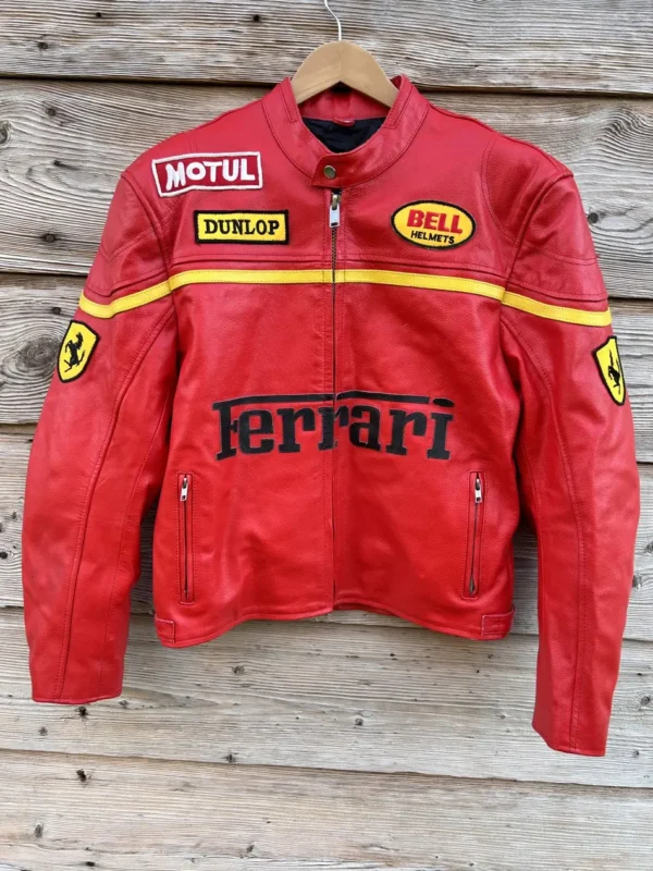 Vintage Ferrari 90s Red Moto Jacket