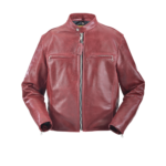 Vintage Red Leather Moto Biker Jacket