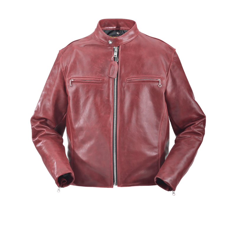 Vintage Red Leather Moto Biker Jacket