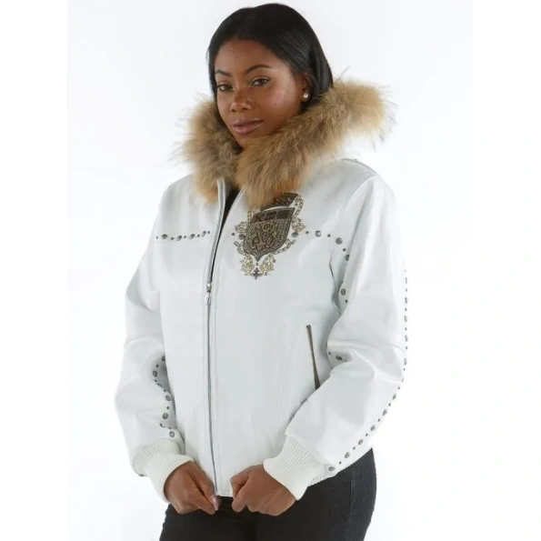 Pelle Pelle MB Emblem White Leather Jacket