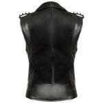 black leather biker vest with studs