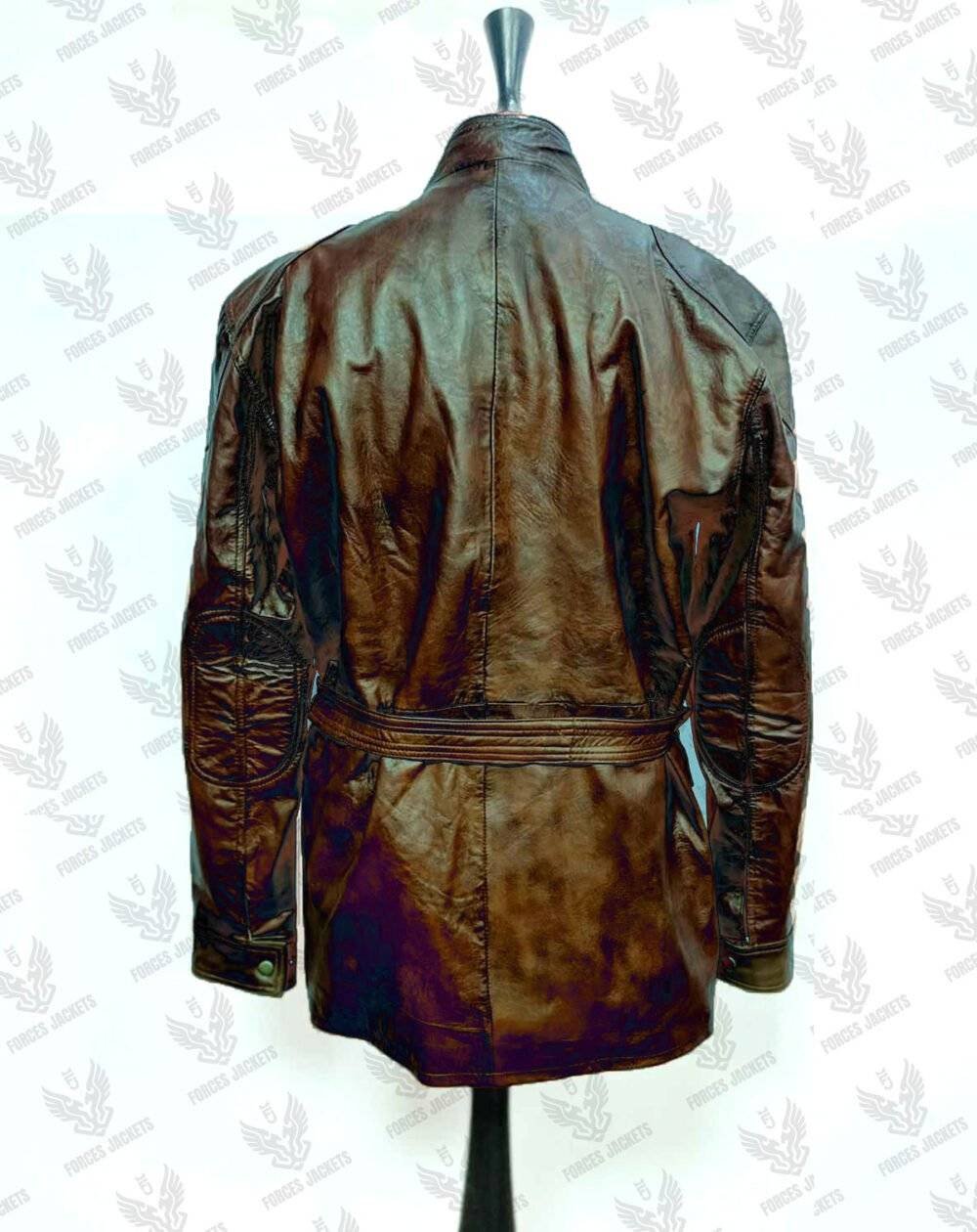 brown leather jacket