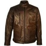 rugged men’s leather biker jacket