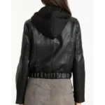 fit hooded leather jacket