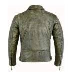 distressed green biker motorcycle leather jacket