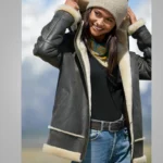 Aviator Leather Bomber Jacket with Fur