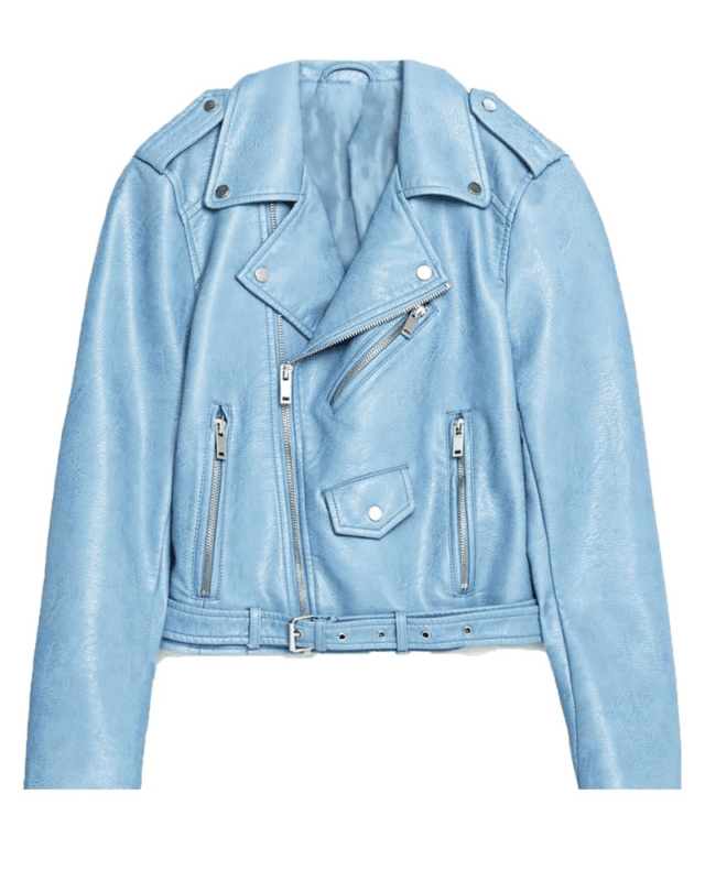 Baby Blue Motorcycle Leather Jacket