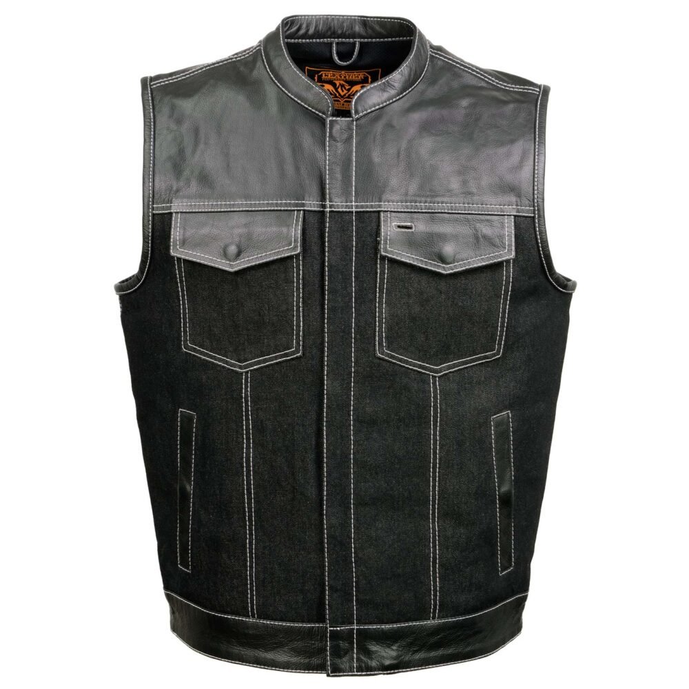 Black Denim Club Vest for Men